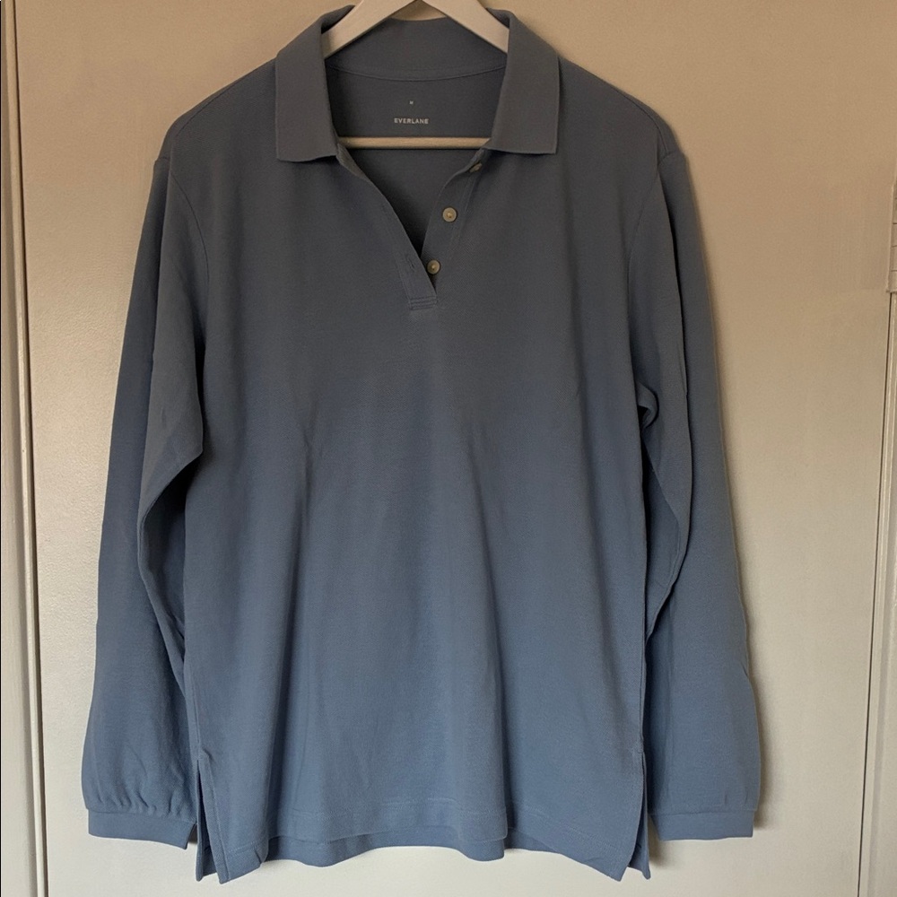 Everlane Long Sleeve Polo Tee Blue